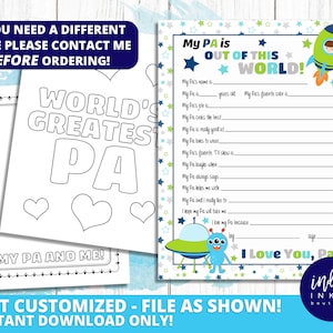 Alles over mijn Pa Kid-vragenlijst INSTANT DOWNLOAD | Vaderdag van Kid | Pa-cadeau | Cadeau voor Pa | Fijne Vaderdag | Papa verjaardag