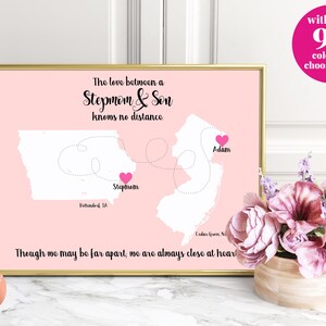 Gift for Stepmom from Son | Stepmom Gift from Son | Mothers Day Far Away Personalized Print | Mothers Day Gift State Map Long Distance Love