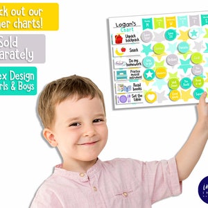 May include: A colorful printable chart for kids with the title "Logan's Chart" and a list of daily tasks including "Unpack backpack", "Super Star", "Love It", "Snack", "Do my homework", "Practice musical instrument", "Read books", and "Set the table".