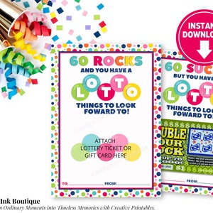 Lottoscheinhalter zum 60. Geburtstag SOFORT-DOWNLOAD | 60 Rocks Lotterie-Geburtstag | 60 Sucks Geburtstagsgeschenk | Lottoschein-Geschenkkartenhalter