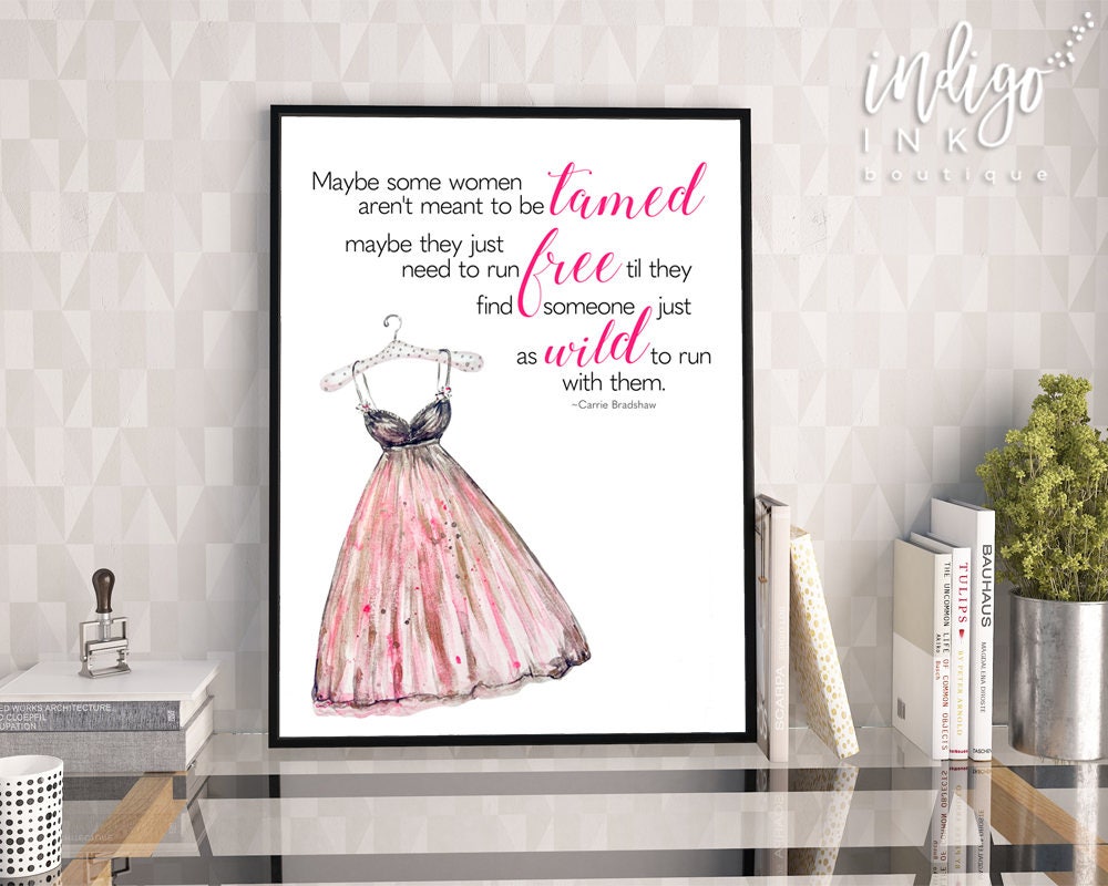 Carrie Bradshaw Love Print Sex And The City Girl Room Decor Black And Pink Dress Fashion Decor Art Fashion Wall Art Fashion Quote