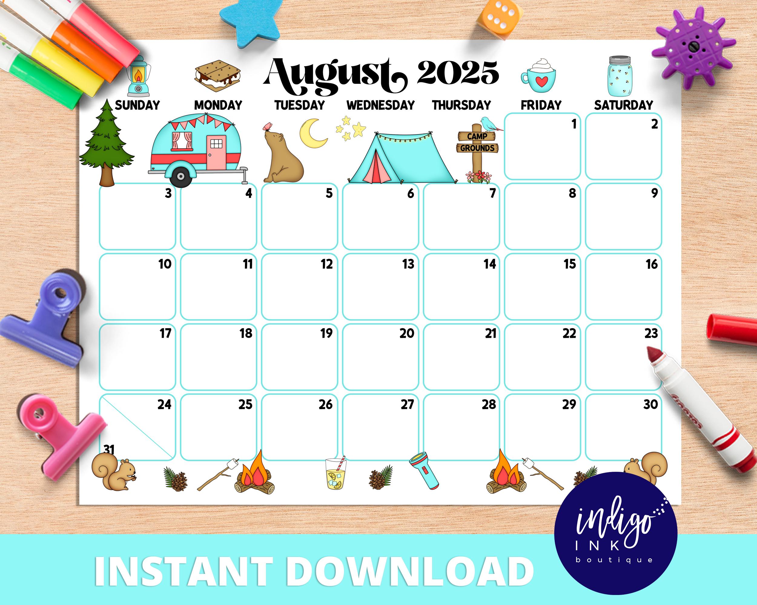 August 2025 Calendar: Kids Monthly Planner Printable (PDF & JPG)