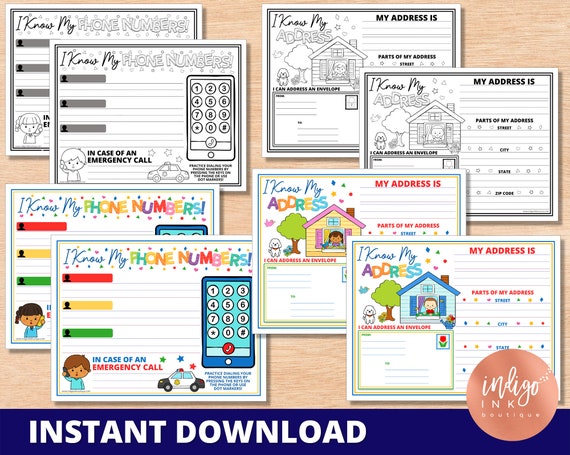 I Know My Address and Phone Number Tracing Worksheet Set INSTANT DOWNLOAD | Address Practice and Phone Practice Printable Worksheet Il_570xn