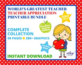 Teacher Appreciation Week Greatest Teacher Apple Printables INSTANT DOWNLOAD | Classroom Door Decorations | Classroom Decoration