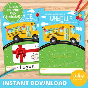 Bus Driver Gift Card Holder INSTANT DOWNLOAD | Looking Forward to a Wheelie Great Year | Back to School Bus Driver Thank You Gift