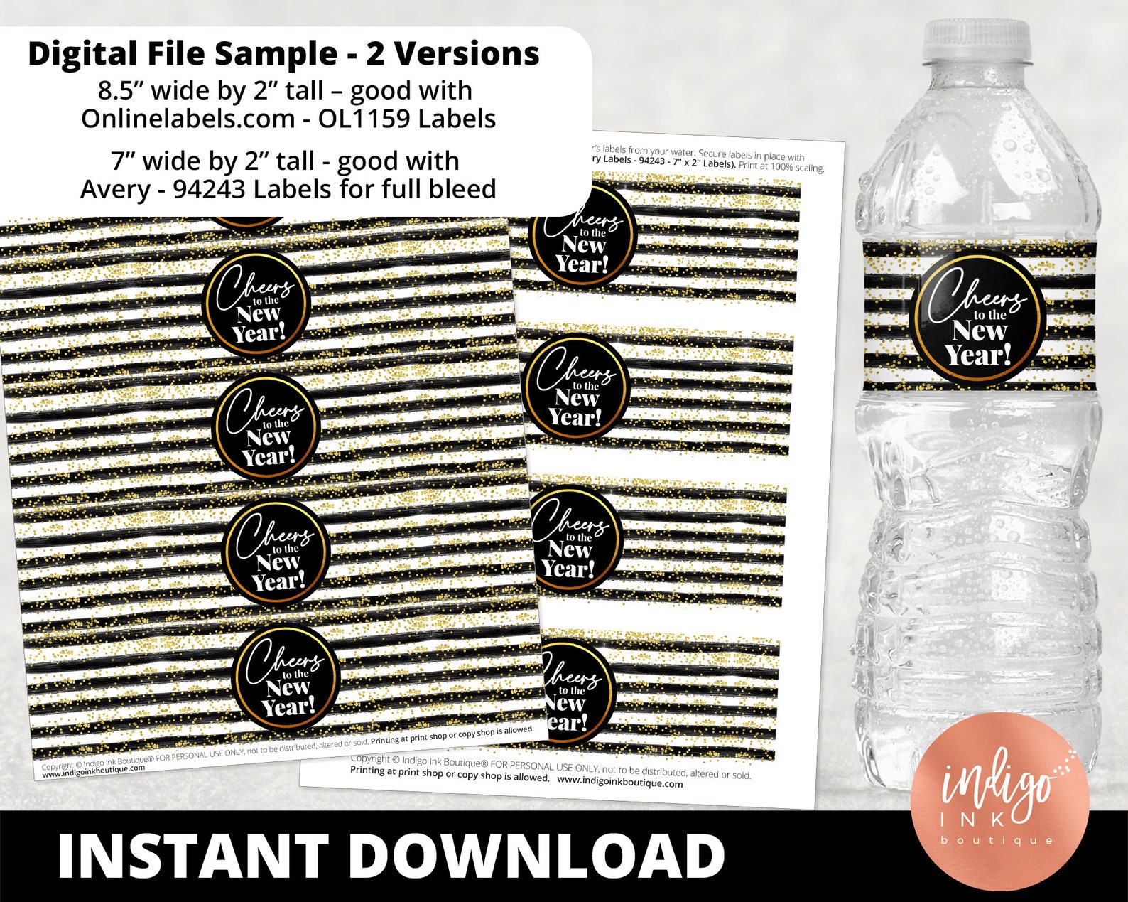 New Years Water Bottle Labels INSTANT DOWNLOAD Cheers to the - Etsy ...
