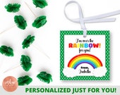 Personalized St Patrick's Day Tag | St Pattys Day Favor Tag | St Patty's Day School Treat Tags | St Patricks Day Over the Rainbow Tag Il_170x135