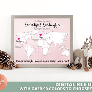 Christmas Gift for Godmother from Goddaughter Personalized Print DIGITAL | Map Art Holiday Print Gift for Mom DIGITAL Print