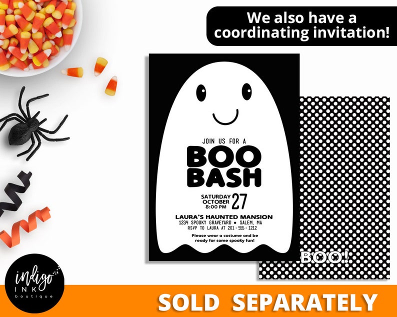 Halloween Water Bottle Labels INSTANT DOWNLOAD Kids Halloween Party Water Bottle Wrapper Ghost Stickers Trunk or Treat Boo Labels image 5