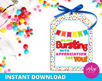 Teacher Appreciation Starburst Treat Tag INSTANT DOWNLOAD |  Digital Treat Tag | Employee Tag | Thank You Tags Printable