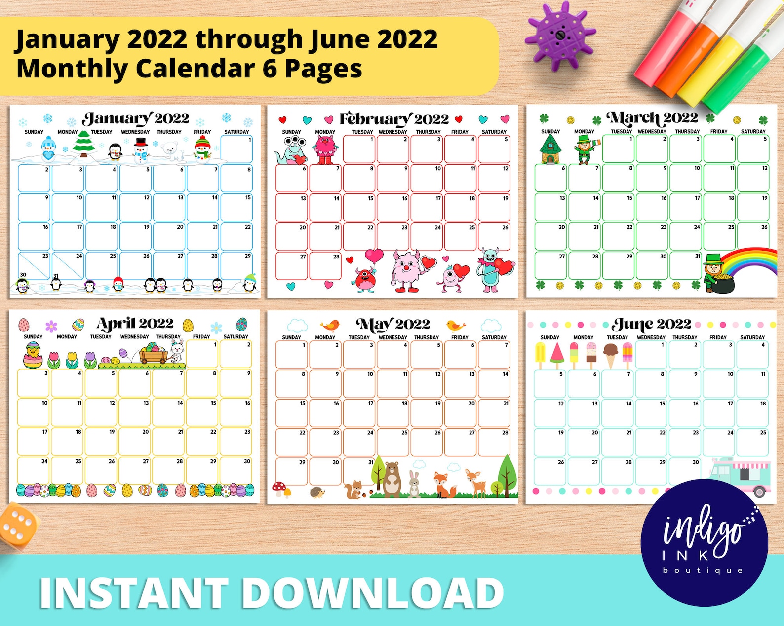 January Monthly Calendar 2022 2022