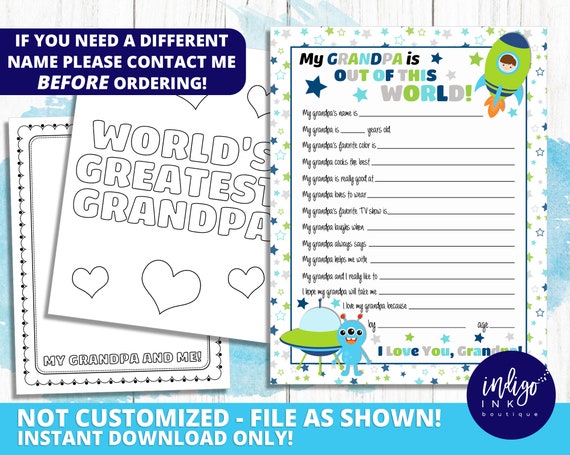 Download All About Grandpa Kid Questionnaire Grandfather Gift Instant Download Grandpa Birthday Fathers Day Gift Kid Gift To Grandpa By Indigo Ink Boutique Catch My Party