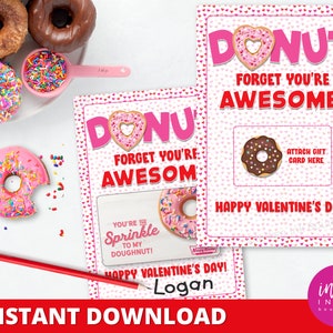 Printable Donut Gift Card Holder Instant Teen Gifts