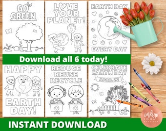 Earth Day Coloring Pages INSTANT DOWNLOAD |  Earth Day Activity Printables for Kids | Kids Coloring Sheets | Kids Printable Coloring