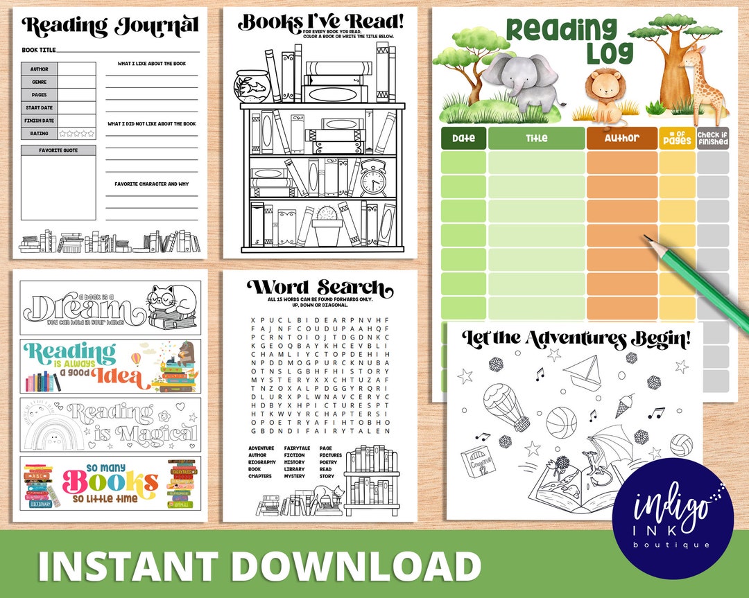 Reading Log Bundle INSTANT DOWNLOAD | Kids Reading Chart | Book Tracker ...