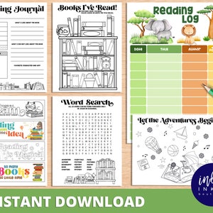 Reading Log Bundle INSTANT DOWNLOAD | Kids Reading Chart | Book Tracker Summer Reading | Reading Journal Printables for Kids