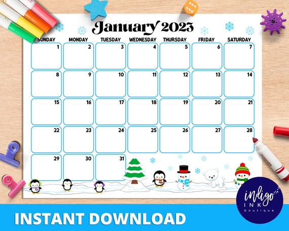 january 2023 calendar instant download monthly planner etsy norway