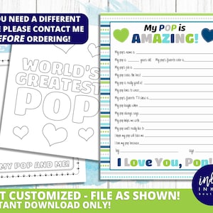 Alles over mijn pop INSTANT DOWNLOAD | Kindvragenlijst Vaderdagcadeau | Gelukkig vaderdagcadeau voor pop | Pop afdrukbaar | Pop verjaardag