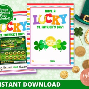 Lucky St. Patrick's Day Lottery Ticket Holder INSTANT DOWNLOAD | St Patrick's Day Tag | Happy St. Patty's Gift Card Holder