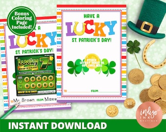 Lucky St. Patrick's Day Lottery Ticket Holder INSTANT DOWNLOAD | St Patrick's Day Tag | Happy St. Patty's Gift Card Holder