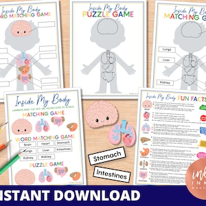 Inside My Body Science Worksheets INSTANT DOWNLOAD | Busy Book Printable | Homeschool Learning Printables | Early Learning Resources
