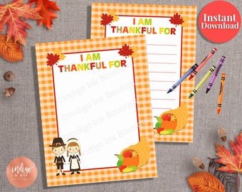 Thanksgiving Game Kids Printable Page INSTANT DOWNLOAD | Thankful For Page | Thanksgiving Fun Activity Sheet