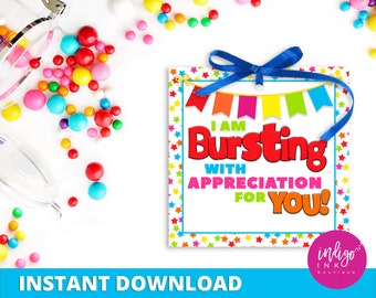 Starburst Treat Tag INSTANT DOWNLOAD |  Teacher Appreciation Digital Treat Tag | Employee Tag | Thank You Tags Printable