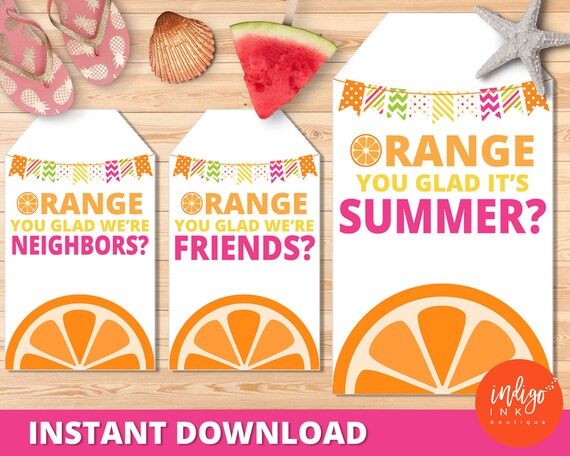 Last Day of School Tags INSTANT DOWNLOAD | End of Year Teacher Tag | Orange You Glad Tag for Neighbor | Teacher Thank You Summer Favor Tag Il_570xn