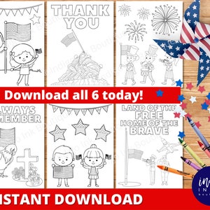 Memorial Day Coloring Pages INSTANT DOWNLOAD | Patriotic Coloring Sheets Printables for Kids | Homeschool Activity Coloring for Kids