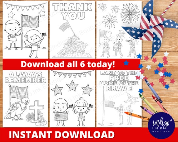 memorial day coloring pages instant download patriotic etsy