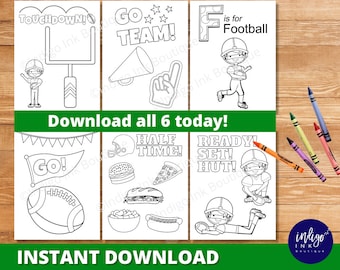 Pages de coloriage de football pour enfants TÉLÉCHARGEMENT INSTANTANÉ | Feuilles de coloriage Super Bowl | Football d'activité de hayon imprimable