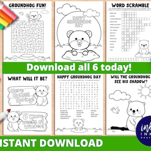 Groundhog Day Activity and Coloring Pages INSTANT DOWNLOAD | Groundhog Day Coloring Pages | Groundhog Day Activity Pages Printables for Kids