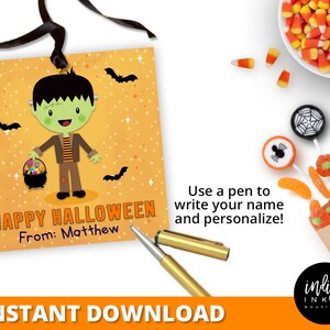 Halloween Treat Tags INSTANT DOWNLOAD Halloween Favor Tags for Boys Trick or Treat Kids Halloween Party Thank You Tags image 2