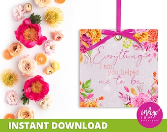 Bloemenlabel voor moeder INSTANT DOWNLOAD | Afdrukbare cadeaukaartjes met bloemen | Digitale tags | Verjaardagstag | Cadeau voor mama Tag
