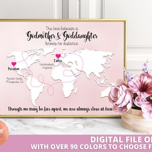 Godmother Gift from Goddaughter Map Art | Gifts for Mom | Godmom Personalized Print | Mother's Day DIGITAL Print