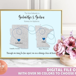 Godmother Gift from Godson DIGITAL Print | Gift for Godmother Printable Art | Mother's Day Print Map Gift | God Mother Personalized Gifts