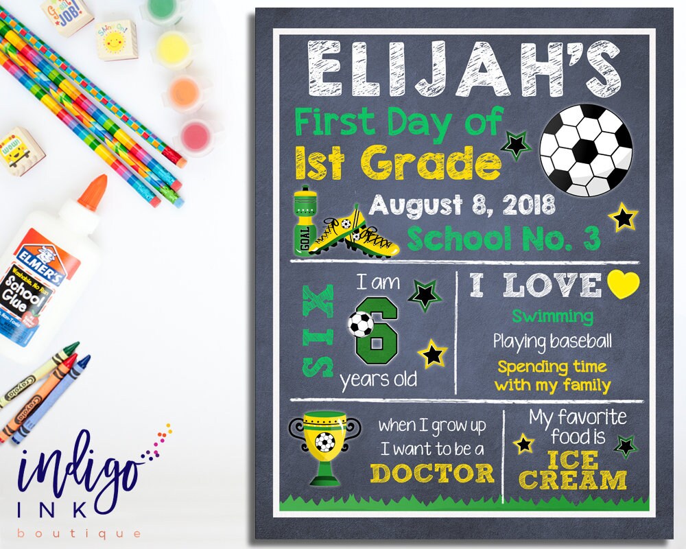 First Day of School Sign Custom Chalkboard | Preschool Personalized ...