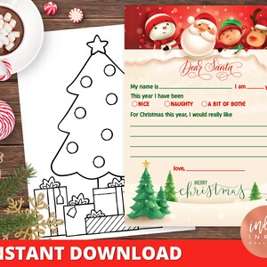 Brief aan de kerstman INSTANT DOWNLOAD | Brief verlanglijst van de kerstman | Kinderbrief aan de kerstman | Brief van de kerstman | Afdrukbare brief kerstlijst voor kinderen