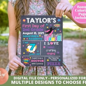 Superhero First Day of School Sign DIGITAL DOWNLOAD | 1st Day of School Printable Custom Chalkboard Sign | Superhero Sign