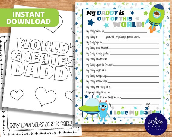 Fathers Day Gift | About My Daddy Kid Questionnaire | Kid Gift to Daddy | Daddy Gift | Gift for Daddy | Happy Father's Day INSTANT DOWNLOAD Il_570xn