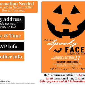 Jack O Lantern Halloween Invitation for Kids DIGITAL DOWNLOAD Kids Halloween Party Printable Invitation Costume Party Pumpkin Invitation Bild 2