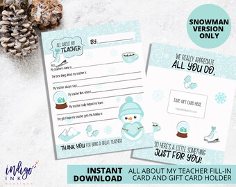 Holiday Gift for Teacher Printable Download | Teacher Appreciation | Teacher Gifts | Teacher Holiday INSTANT DOWNLOAD