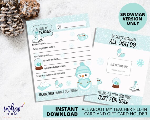 Holiday Gift for Teacher Printable Download | Teacher Appreciation | Teacher Gifts | Teacher Holiday INSTANT DOWNLOAD Il_570xn