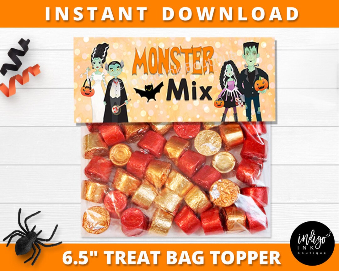Halloween Bag Topper | Printable Halloween Treat Bag Toppers | Monster ...