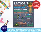 First Day of School Sign Custom Chalkboard DIGITAL DOWNLOAD | 1st Day of Preschool Personalized Sign | Army Sign | African American Boy Il_170x135