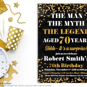 The Man, The Myth, The Legend Birthday Invitation DIGITAL DOWNLOAD | Adult Birthday Invite | Men&#39;s Birthday Surprise Party