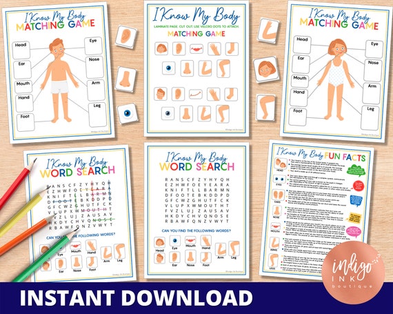 i know my body science worksheets instant download busy book etsy