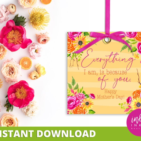 Mothers Day Tag INSTANT DOWNLOAD | Gift for Mom Tag | Floral Gift Tag | Tag for Mom | Gift Tags Printable | Thank You Mom