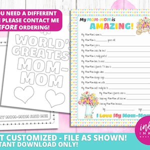 Alles über meine Mom-Mom Kid Fragebogen Muttertagsgeschenk SOFORT DOWNLOAD | Glückliches Muttertagsgeschenk für Mama-Mama | Mama-Mama-Geburtstag