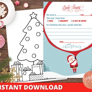 Letter to Santa INSTANT DOWNLOAD | Santa Wish List Letter | Kids Letter to Santa | Santa Claus Letter | Christmas Kid List Printable Letter